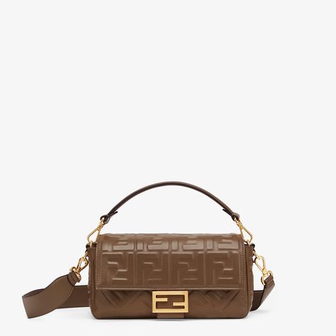 Green nappa leather bag - BAGUETTE | Fendi Fendi Baguette Mini, Fendi Purses, Fendi Store, Fendi Baguette, Baguette Bag, Leather Bag Women, Black Leather Bags, Backpack Bag, Mini Shoulder Bag