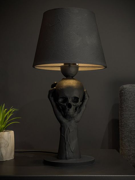 Goth Lamp, Skull Lamp, Lamp Bedside Table, Bedroom Decor For Men, Steampunk City, Whats Wallpaper, Clay Monsters, Sanctum Sanctorum, Skull Light