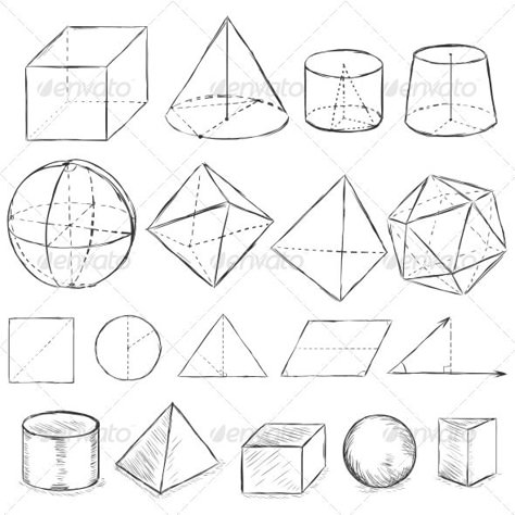 Sketch Geometric Shapes Shape Sketching Practice, Geometric Sketch, Geometry Drawing, Reference Drawing, Geometric Shapes Drawing, Basic Sketching, Form Drawing, Geometric Shapes Art, Drawing Quotes