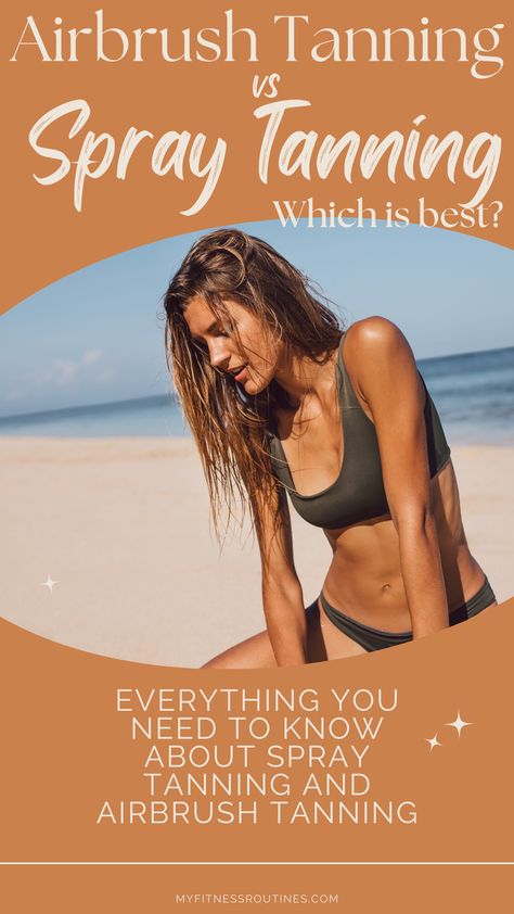 a brown haired tan skin woman sitting on the beach wearing a dark green bikini. Spray Tan Poses, Vs Spray, Airbrush Spray Tan, Airbrush Tanning, Tanning Tips, Fitness Routines, Tanning Salon, My Fitness, Spray Tan