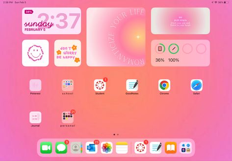 Preppy Widgets For Ipad, Ipad Air Wallpaper Pink, Cute Widgets For Ipad, Aesthetic I Pad Organization, Preppy Ipad Lockscreen, Wallpaper Aesthetic Ipad Air, Asthetic Ipad Organization, Ipad Home Screen Layout Aesthetic Pink, Ipad Theme Ideas Aesthetic Pink