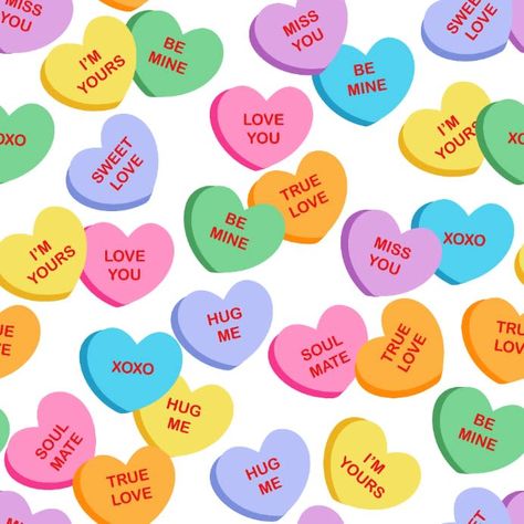 Fabric Valentines, Sweetheart Candy, Valentine Candy Hearts, Color Candy, Valentine Theme, Conversation Hearts, Valentine Coloring, Valentines Wallpaper, Candy Hearts