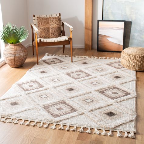 Safavieh Moroccan Tassel Shag Elsie Moroccan Geometric Area Rug - Walmart.com - Walmart.com Casual Decor, Shag Rugs, Trellis Pattern, Ivory Area Rug, Sisal Rug, Geometric Area Rug, Ivory Rug, Brown Area Rugs, Brown Rug