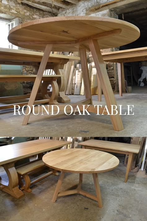 Round Oak Dining Table, Circle Dining Table, Small Round Dining Table, Round Dinner Table, Round Wood Table, Round Wooden Dining Table, Modern Wooden House, Diy Kitchen Table, Circular Dining Table