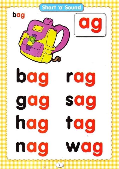 Short I Sound Words, Ag Family Words, Word Family Worksheets Free, Ag Word Family, Ingles Kids, Family Words, Remedial Reading, Phonics Cvc, Reading Comprehension For Kids