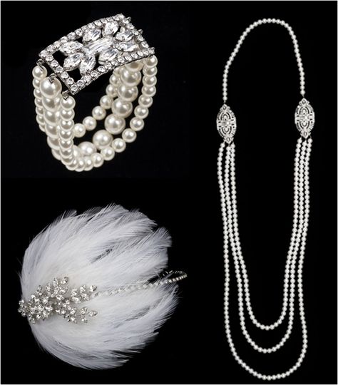 Vintage Jewelry 1920, Pearl Strings, 1920s Accessories, Style Année 20, 1920s Jewelry, 20s Party, 1920's Fashion, Wedding Headpieces, 1920 Fashion