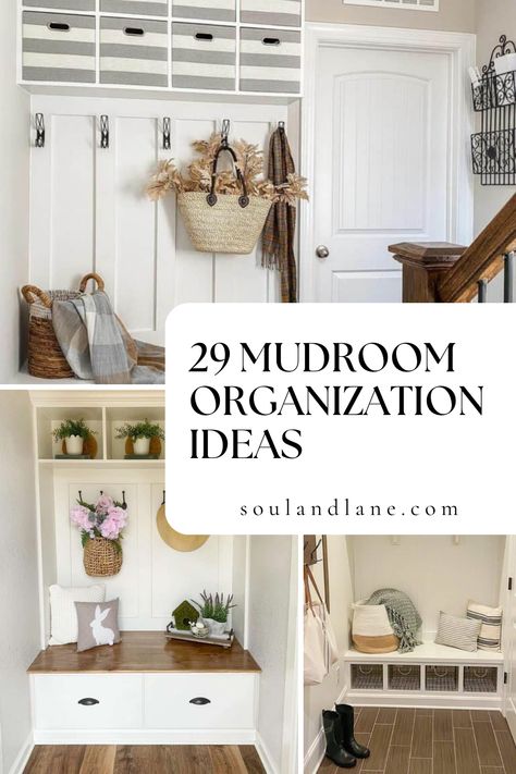 Discover how to maximize space with built-in cabinets, hooks, and benches that provide a place for everything. Learn the secrets to creating a mudroom that not only stores your outdoor wear and gear efficiently but also welcomes you home with its orderly charm. Say goodbye to chaos and hello to a beautifully organized entry that makes every departure and return a breeze. Transform your mudroom from a cluttered catchall to an organized oasis with our smart organization solutions. Backpack Cubbies For Home, Mudroom Organization Ideas, Chevron Tiles Floor, Farmhouse Mudroom, Mudroom Closet, Entry Storage, Mudroom Organization, Storage Benches, Mudroom Decor