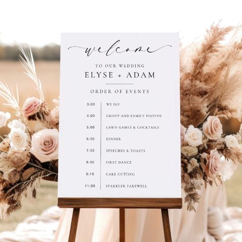 Ellesmere Order Of Events Welcome Poster Wedding Welcome Order Of The Day, Wedding Welcome Sign Itinerary, Itinerary Wedding Sign, Order Of Events Sign Wedding, Wedding Itenary Board, Wedding Signage Checklist, Welcome Signs For Wedding, Wedding Order Of Ceremony, Wedding Schedule Sign