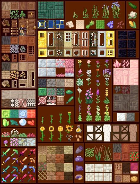 Minecraft Texturing, Mc Seeds, Flower Minecraft, Minecraft Pack, Minecraft Textures, Minecraft Items, Minecraft Concept, Mc Mods, 3d Pixel Art