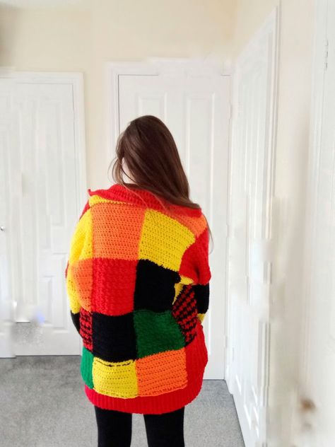 Harry Styles Crochet Cardigan, Harry Cardigan, Colour Block Cardigan, Harry Styles Cardigan, Harry Styles Watermelon Sugar, Patchwork Cardigan, Watermelon Sugar, Step By Step Crochet, Crochet Hook Set