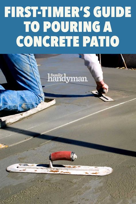 Pour Concrete Patio Diy, Laying Concrete Patio Diy, How To Pour Concrete Patio, Pouring Concrete Patio, Concrete Patio Diy, How To Lay Concrete, Poured Concrete Patio, Diy Concrete Patio, Pouring Concrete