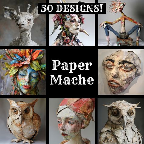 Papier Mache Ideas, Paper Mache Sculpture Tutorial, Papier Mache Art Ideas, Paper Mache Painting, Paper Mache Decor, Paper Mache Balloon, Paper Mache Art Sculpture, Paper Mache Head, Papier Mache Doll