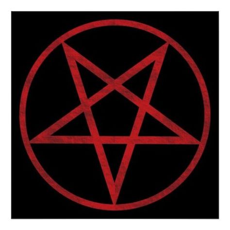 Red Pentagram, Art Print, Wall, Red, Black, Art