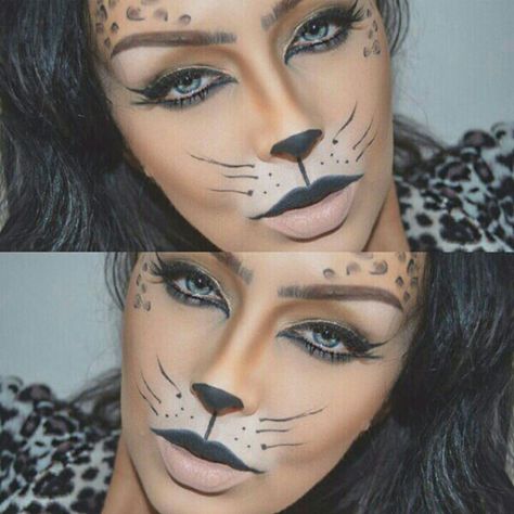 Follow @badgalronnie Cougar Face Paint, Cougar Costume, Cat Halloween Makeup, Animal Makeup, Animal Halloween Costumes, Face Paint Makeup, Halloween Makeup Inspiration, Makeup Idea, Halloween 2023