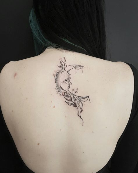 Crescent moon #blackwork #fineline #moonface #crescentmoon #night #moonlight #floral #flowers #linework #dotwork #inkedup #inkedgirls #girlswithtattoos #inkmag #nyctattooer #brooklyn #nyc #darkart Moon Face, Best Friend Tattoos, Friend Tattoos, Blackwork Tattoo, Dreamcatcher Tattoo, Inked Girls, Floral Flowers, Crescent Moon, Dark Art