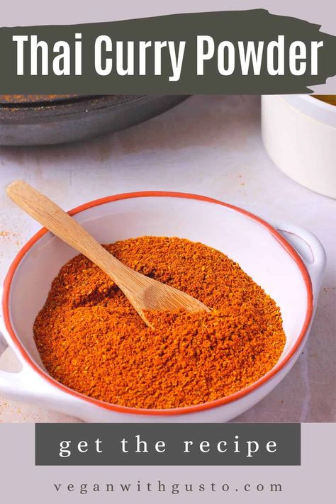 Bold and aromatic homemade Thai curry powder rivals the flavor of curry paste in a convenient and inexpensive dry spice blend that lasts for years. 7 ingredients and easy to make, this curry spice blend will make curry, sauces, and even marinades a breeze. Click the recipe for pro tips and more. Curry Spice Recipe, Curry Powder Recipes, How To Make Curry Powder, Thai Curry Spice Blend, Curry Masala Powder, Indian Curry Spice Blend, Curry Spice Mix, Homemade Curry Powder, Curry Seasoning