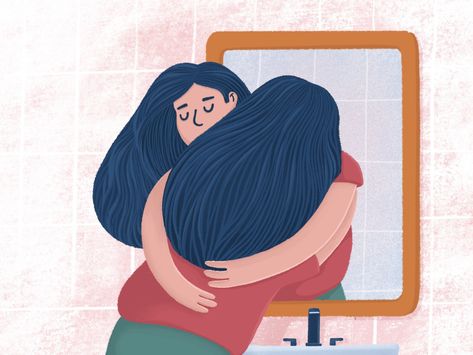 Self-acceptance by Tory Levi Mirror Illustration, Cover Story, Mini Drawings, Self Acceptance, Self Compassion, Body Positivity, Self Esteem, Digital Illustration, Self Care