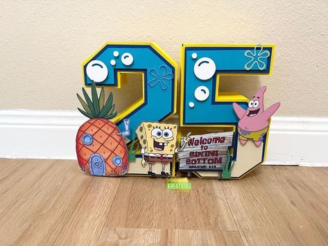 Spongebob Photo Shoot, Spongebob Centerpieces, Spongebob Birthday Party Decorations, Sr Logo, Spongebob Birthday Party, 25th Birthday Parties, Favour Ideas, Spongebob Party, Spongebob Birthday