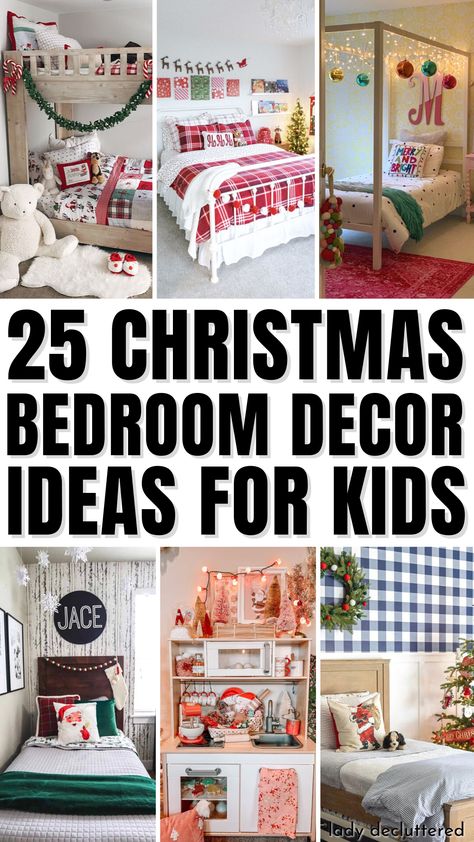 25 Christmas Bedroom Decor Ideas for Kids Bedroom Ideas Christmas Room Decor, Children Christmas Decorations, Christmas Theme Room Ideas, Kid Christmas Bedroom, Kids Bedroom Christmas Decor Ideas, Kids Christmas Room Ideas, Toddler Christmas Bedroom, Kids Room Christmas Decorations, Christmas Decor Ideas For Kids Room