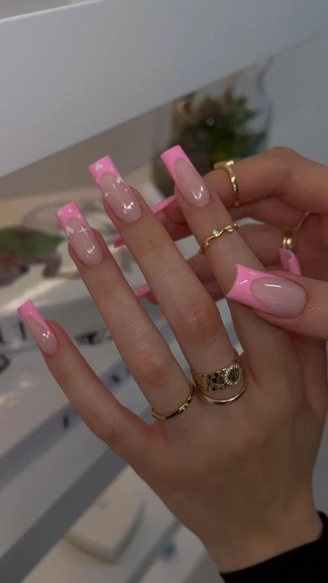 Nail Inspo Trendy 2024 Square, Pink And Tan Nails, Trendy Spring Nails 2024, Acrylic Nail Designs Summer 2024, Trendy Summer Nails 2024 Square, Birthday Nail Set Ideas Pink, Trendy Summer Nails 2024, Acrylic Nail Designs Purple, Nail Inspo Summer 2023