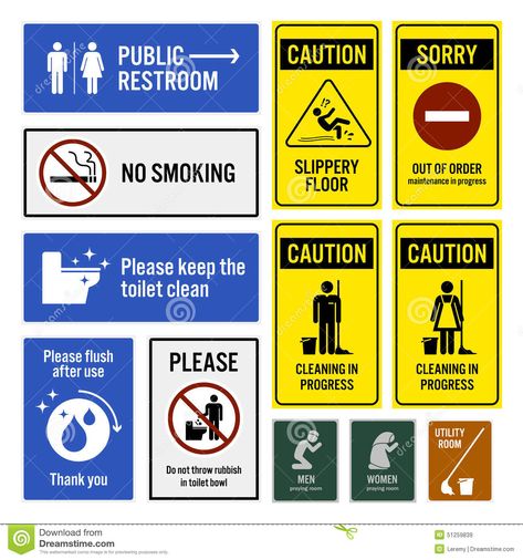 Toilet Notice and Restroom Warning Sign Signboards. A set of toilet sign and sym #Sponsored , #Restroom, #Warning, #Sign, #Toilet, #Notice Arrow Signage, Signage Ideas, Sign Board Design, Laser Engraved Leather, Toilet Sign, Public Restroom, Warning Sign, Parking Signs, Modern Bathroom Decor