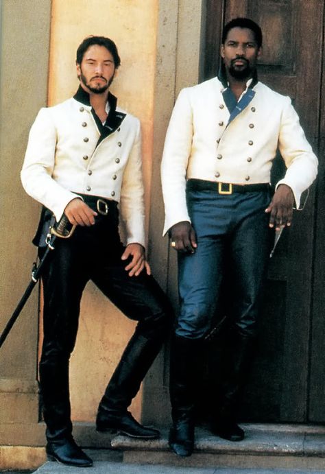 fuckyeahcostumedramas:Keanu Reeves & Denzel Washington in ‘Much Ado About Nothing’ (1993). Don John, Much Ado About Nothing, Jamie Mcguire, Don Pedro, Kenneth Branagh, Keanu Charles Reeves, I Love Cinema, Denzel Washington, Period Costumes