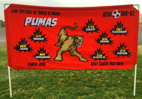 Ayso Soccer Banner, Soccer Team Banners, Ayso Soccer, Softball Team Banners, Softball Banner, Sports Team Banners, Soccer Banner, Soccer Season, Team Banner