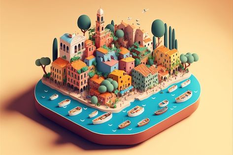 Cute isometric floating city of spain 3d... | Premium Photo #Freepik #photo #futuristic-city #3d-city #futuristic-building #3d-building Isometric Art 3d, Isometric Shapes, Food Photography Studio, City Branding, Futuristic Building, Model City, 3d Modeling Tutorial, 3d City, Floating City