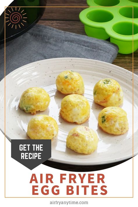 A plate of egg bites Air Fryer Egg Bites, Air Fry Steak, Breakfast Savory, Macro Counting, Comfort Dinner, Air Fryer Fish, Air Fryer Healthy, Egg Bites, Air Fryer Recipes Easy