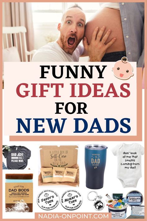 Gift Ideas for Men! Here are some funny gift ideas for new dad. They'll make the perfect gifts for new dads. Funny, sentimental and unique! Gifts for dad of new baby | Gifts or new dad from wife | New Dad Gifts. #newdad #funny #gifts Baby Shower Gifts For Men, 1st Time Dad Gifts, Gifts For Dads To Be, Baby Shower For Dad To Be, Soon To Be Dad Gifts, Daddy To Be Gift Ideas, First Time Parents Gifts, First Time Dad Gift Ideas, Dad To Be Gift Ideas