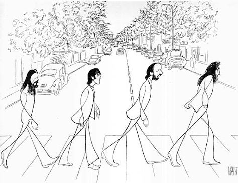 . Road Drawing, Al Hirschfeld, Beatles Art, Beatles Abbey Road, Caricature Artist, Celebrity Caricatures, West Side Story, Fred Astaire, Guitar Music