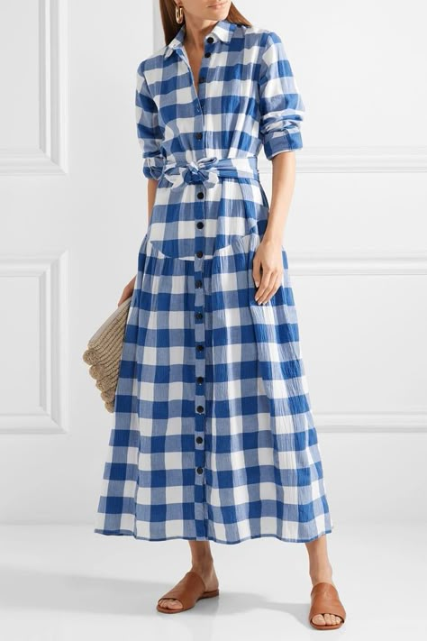 Mara Hoffman Joni Gingham Maxi Dress | Summer Maxi Dresses 2018 | POPSUGAR Fashion Photo 11 Pretty Maxi Dress, Summer Maxi Dresses, Gingham Fashion, Shirt Silhouette, Laura Lombardi, Maxi Dress Summer, Cotton Maxi Dress, Popsugar Fashion, Loose Shirt