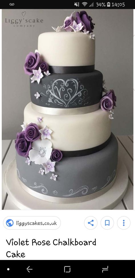 Gray & purple cake art Grey Wedding Cakes, Purple And Grey Wedding, Wedding Cakes Purple, Cakes Purple, Grey Wedding Decor, Gray Wedding Cake, Grey Wedding Theme, Lavender Wedding Cake, Purple Wedding Cake