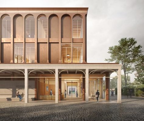 Alison Brooks Architects unveils timber entrance for Homerton College Timber Entrance, Alison Brooks, Cambridge College, Brick Archway, Building Entrance, Pavilion Design, Timber Buildings, Mix Use Building, Sustainable City