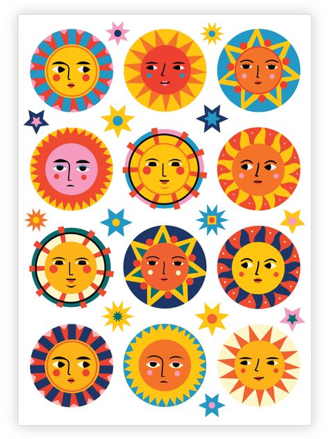 Suns With Faces, Sun Images, Tattoo Sheet, Sun Illustration, Posca Art, Tech Art, Keramik Design, Body Stickers, Sun Art