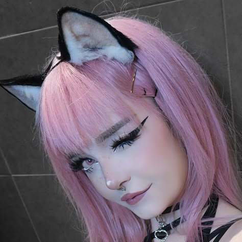 Milkgore Aesthetic, Rare Makeup, Pink Cat Ears, Cute Egirl, Egirl Aesthetic, Mommy Outfits, Cool Makeup Looks, Goth Makeup, Fantasy Makeup