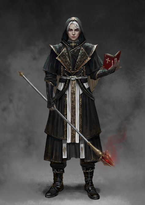 priest, Rooss/young-ju Jang on ArtStation at https://www.artstation.com/artwork/VgQ5NX Warrior Priest, Dragon Hunter, Dnd Cleric, Dnd Magic, Fantasy Wizard, Dnd Art, Medieval Clothing, Warhammer Fantasy, High Fantasy