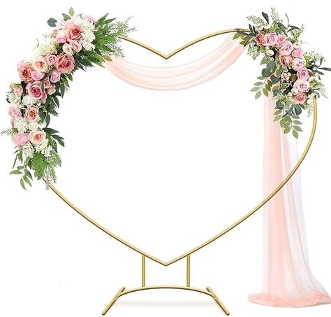 Amazon.com : Heart Shape Balloon Arch Frame,6.7Ft Golden Wedding Arch for Wedding Ceremony Metal Heart-Shape Backdrop Stand Balloon Arch Stand with Base for Wedding Birthday Party Bridal Shower Decor : Patio, Lawn & Garden Heart Shape Decoration, Bridal Arch, Heart Shape Wedding Decorations, Victorian Valentines Decorations, Heart Shaped Backdrop, Balloon Heart Arch, Heart Backdrop, Heart Shaped Arch For Wedding, Heart Arch