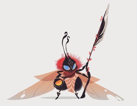 Insect Warrior by Wisinee Chanwittayapat Butterfly Hybrid, Insect Warrior, The Art Showcase, Character Design Challenge, Doodle Characters, Art Showcase, Amazing Drawings, Design Challenge, The Bee