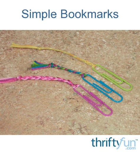 I was looking for a simple bookmark that my kids could make themselves. We had a lot of embroidery floss in a ton of colors so I decided to have them use that. Simple Bookmarks, Paperclip Bookmarks, Diy Bookmarks, Embroidery Floss, Paper Clip, Embroidery Thread, I Decided, Thread, Embroidery