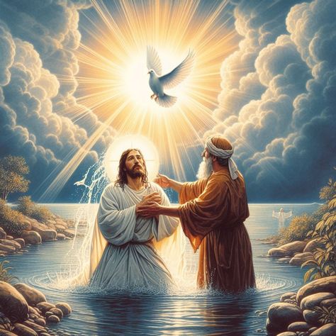 Jesus Cristo & João Batista Jesus Baptised, Jesus Status, Jesus Baptism, Baptism Of Jesus, Jesus Gif, Christian Illustration, Cross Wall Art, Wild Animal Wallpaper, Jesus Artwork