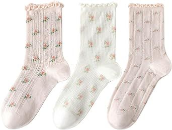 Cute Socks Aesthetic, Stitching Flowers, Princess Socks, Socks Aesthetic, School Socks, Frilly Socks, Flower Socks, Clueless Outfits, Ankle Socks Women