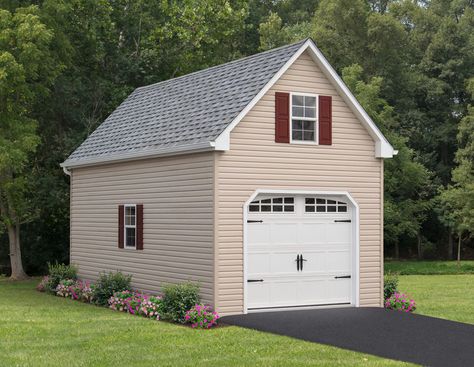 One Car Garage with Loft | Two Story Single Car Garage 1 Car Garage With Apartment Above, Single Car Garage With Loft, Prefab Garages With Apartment, Single Car Garage With Apartment Above, One Car Garage With Loft, One Car Garage With Apartment Above, One Car Garage Apartment, Single Car Garage Ideas, One Car Garage Ideas