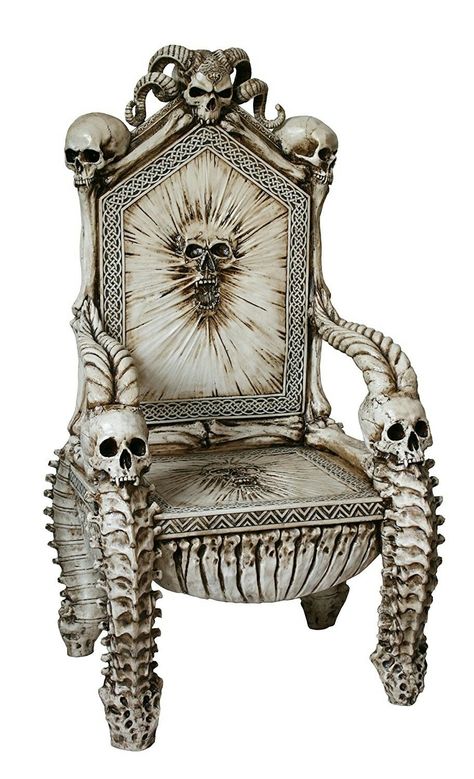 Skull Throne, Skull Furniture, Gothic Chair, Throne Chairs, Round Furniture, Home Decor Catalogs, White Walker, Gothic Furniture, Throne Chair