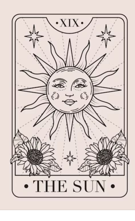 Sun Moon Tarot Tattoo, Sun Tarot Card Tattoo Minimalist, Sun Drawings Aesthetic, Tarot Cards Drawing Simple, Sun Card Tattoo, The Sun The Moon And The Stars, Tarot Card Tattoo The Sun, Masculine Sun Tattoo, Tarot Card Sun Tattoo