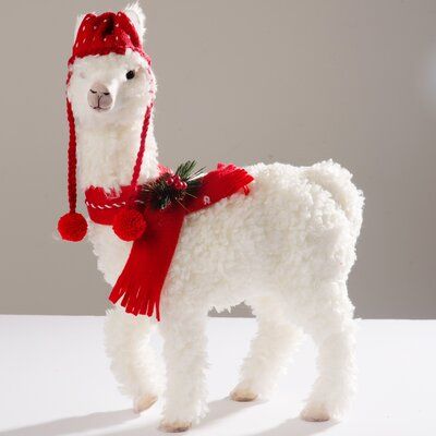 The Holiday Aisle Prescott Llama with Hat and Scarf Figurine Llamas With Hats, Its A Girl Banner, Merry Kissmas, Witch Figurines, Llama Christmas, Pine Christmas Tree, Rooster Decor, Christmas Tree Set, Hat And Scarf