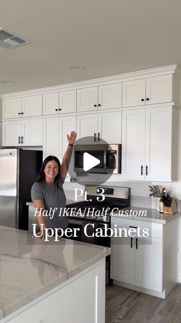 Diy Upper Cabinets, Diy Upper Kitchen Cabinets, Kitchen Upper Cabinets, Kitchen Without Upper Cabinets, Ikea Custom, Kitchens Without Upper Cabinets, Upper Kitchen Cabinets, Kitchen Pantry Design, Crown Moulding