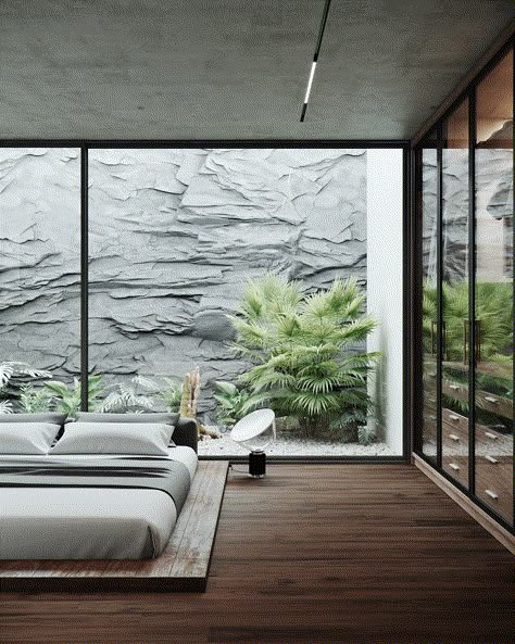 Natural Bedroom Design, Natural Bedroom, Modern Luxury Bedroom, Interior Minimalista, Patio Interior, Modern Bedroom Design, Interior Garden, Design Tools, Luxurious Bedrooms