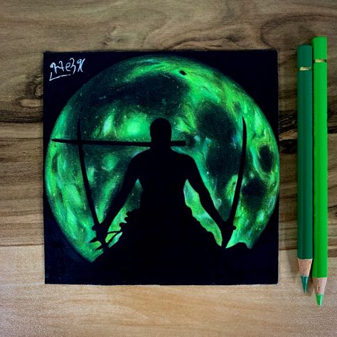 Zoro One Piece Acrylic Painting, Zoro One Piece Canvas Painting, Zoro Painting Easy, Zoro Painting Ideas, Roronoa Zoro Painting, Zoro Canvas Painting, Zoro One Piece Painting, Zoro Painting, One Piece Painting