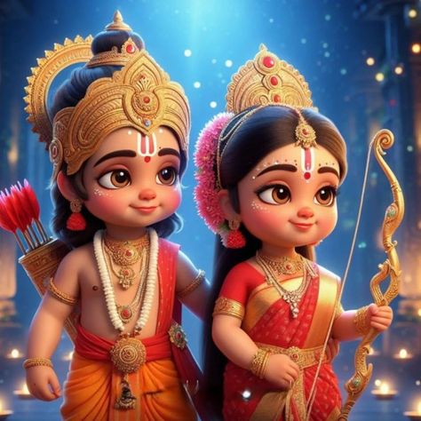 Cute Ram Sita Cartoon, Ram Sita Cute Images, Ram Sita Cartoon Images, Seetha Rama Images, Cute Ram Sita, Shri Ram And Sita, Shri Ram Sita, Gods Drawing, Baby Ram